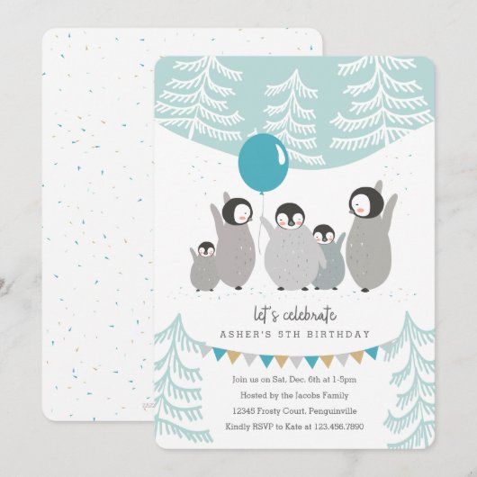 Invitation Parti des pingouins (Devant / Derrière)