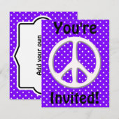 Invitation Parti des signes de paix dans le violet (Devant / Derrière)