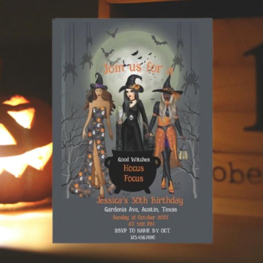 Invitation Parti des sorcières éffrayantes d'Halloween