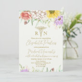 Invitation Parti d'études en soins infirmiers fleurs sauvages (Debout devant)