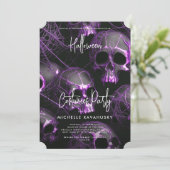 Invitation Parti d'Halloween adulte moderne Noir pourpre crân (Debout devant)