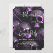 Invitation Parti d'Halloween adulte moderne Noir pourpre crân (Devant)