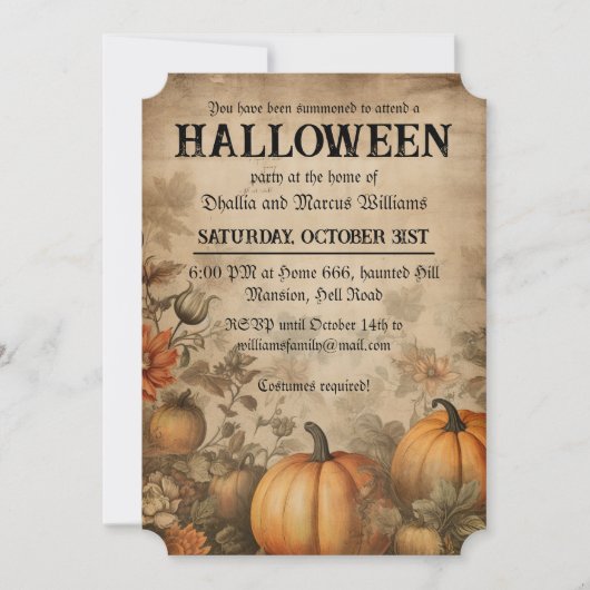 Invitation Parti d'Halloween Citrouille (Devant)