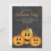 Invitation Parti d'Halloween Citrouille orange et noir (Devant)