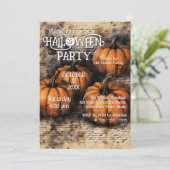 Invitation Parti d'Halloween Citrouille rustique (Debout devant)