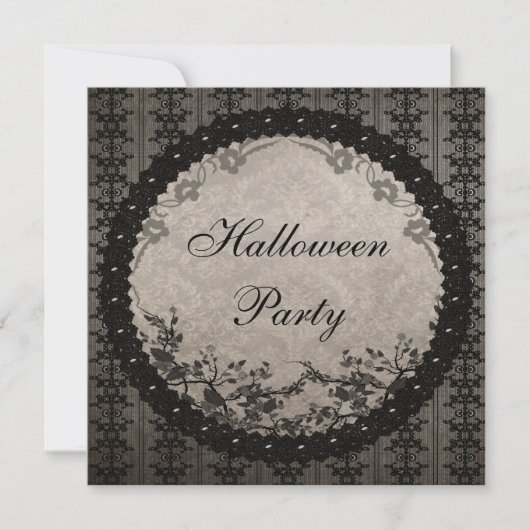 Invitation Parti d'Halloween de la dentelle noire Vintage (Devant)
