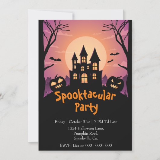 Invitation Parti d'Halloween de la Maison Citrouille Spooktac (Devant)