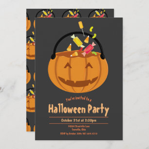 Invitation Parti d'Halloween de l'Citrouille Pail Candy Kid