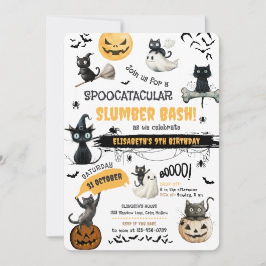Invitation Parti d'Halloween de Stwood Spoocataculaire (Devant)