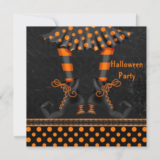 Invitation Parti d'Halloween des Jambes de sorcières (Devant)