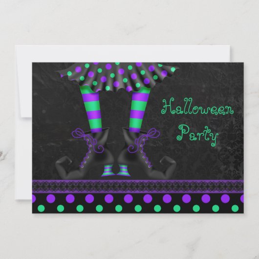 Invitation Parti d'Halloween des Jambes de sorcières (Devant)