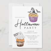 Invitation Parti d'Halloween des muffins Éffrayants mignons (Devant)