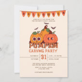 Invitation Parti d'Halloween du Citrouille rétro (Devant)