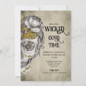 Invitation Parti d'Halloween du crâne mexicain (Devant)