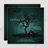 Invitation Parti d'Halloween du Grunge Vert Éffrayant (Devant / Derrière)