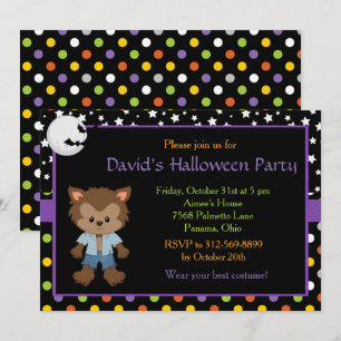 Invitation Parti d'Halloween du petit garçon Werewolf