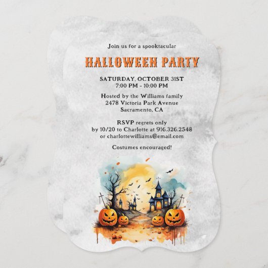 Invitation Parti d'Halloween Éffrayant déplaisant (Devant / Derrière)
