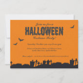 Invitation Parti d'Halloween Éffrayant noir rétro (Dos)