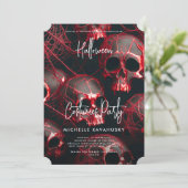 Invitation Parti d'Halloween gothique du crâne rouge noir mod (Debout devant)