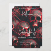 Invitation Parti d'Halloween gothique du crâne rouge noir mod (Devant)