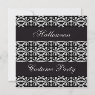 Invitation Parti d'Halloween gothique noir et argent