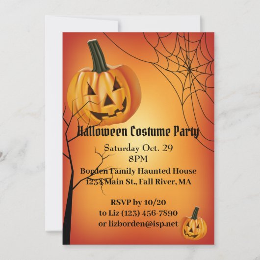 Invitation Parti d'Halloween Jack O' Lantern (Devant)