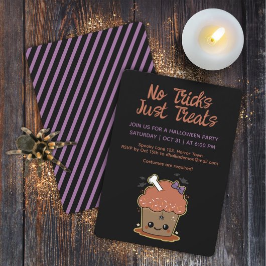 Invitation Parti d'Halloween Kawaii Muffin
