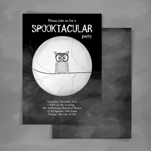 Invitation Parti d'Halloween noir et blanc Spooktacular
