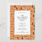 Invitation Parti d'Halloween noir orangé moderne (Devant)