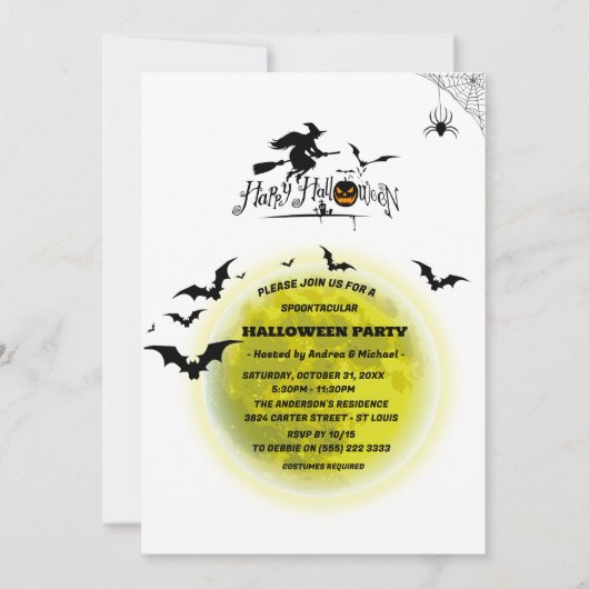 Invitation Parti d'Halloween Pleine lune Spooktaculaire (Devant)