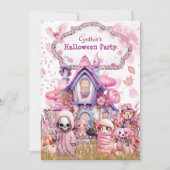 Invitation Parti d'Halloween rose (Devant)