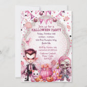 Invitation Parti d'Halloween rose (Dos)