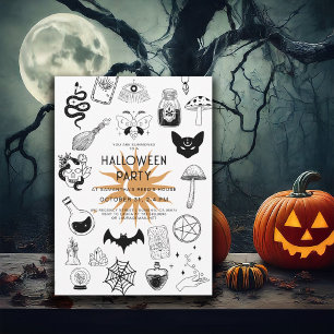 Invitation Parti d'Halloween sorcière mystique