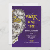 Invitation Parti d'Halloween violet du crâne mexicain (Devant)