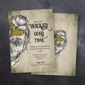 Invitation Parti d'Halloween violet du crâne mexicain