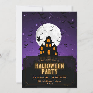 Invitation Parti d'Halloween violet et orange