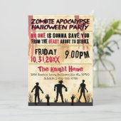 Invitation Parti d'Halloween Zombie apocalypse (Debout devant)