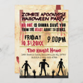 Invitation Parti d'Halloween Zombie apocalypse (Devant / Derrière)