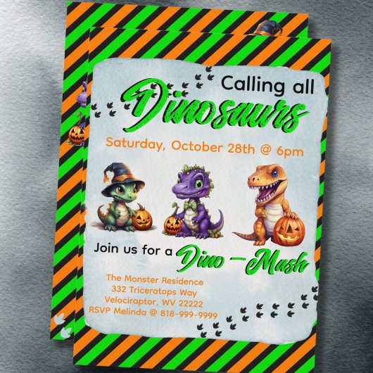 Invitation Parti Dino-Mash d'Halloween