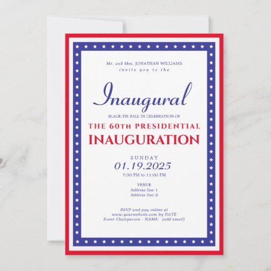 Invitation Parti d'investiture du président Donald Trump 2025 (Devant)