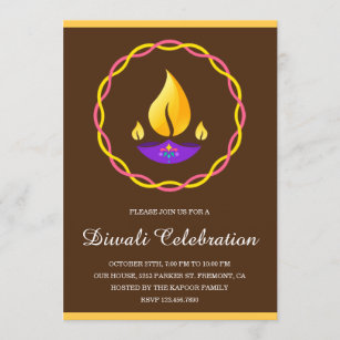 Invitation Parti Diya Lamp Brown Diwali