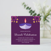 Invitation Parti Diya Lamp Purple Diwali (Debout devant)