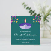 Invitation Parti Diya Lamp Turquoise Diwali (Debout devant)