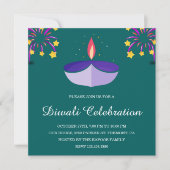 Invitation Parti Diya Lamp Turquoise Diwali (Devant)