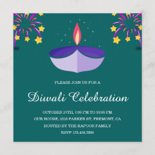 Invitation Parti Diya Lamp Turquoise Diwali
