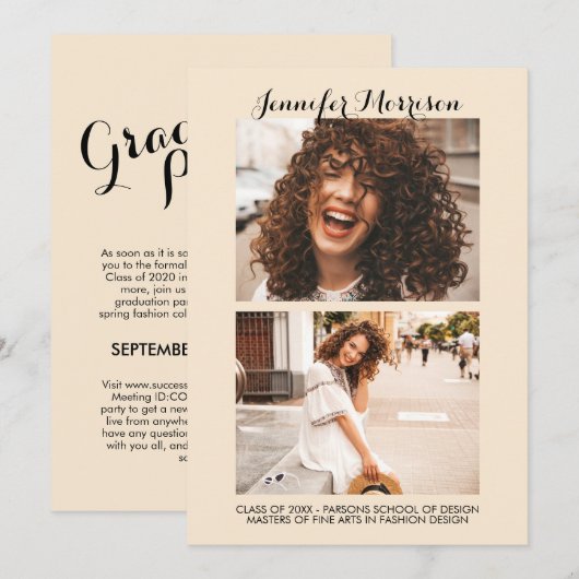 Invitation Parti d'or de la Virtual Graduation (Devant / Derrière)