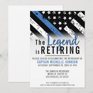 Invitation Parti Drapeau de la Ligne Bleue Mince