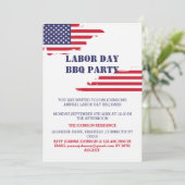 Invitation Parti du barbecue de la fête du travail du drapeau (Debout devant)