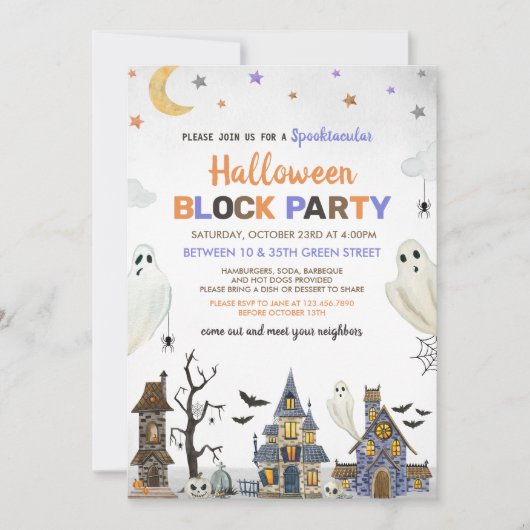 Invitation Parti du bloc d'Halloween (Devant)