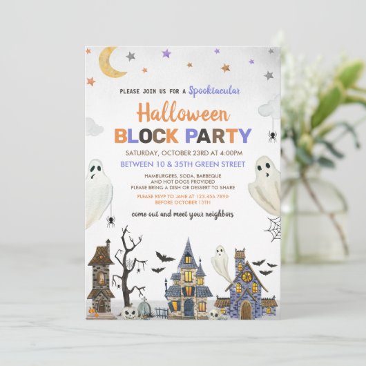 Invitation Parti du bloc d'Halloween (Debout devant)